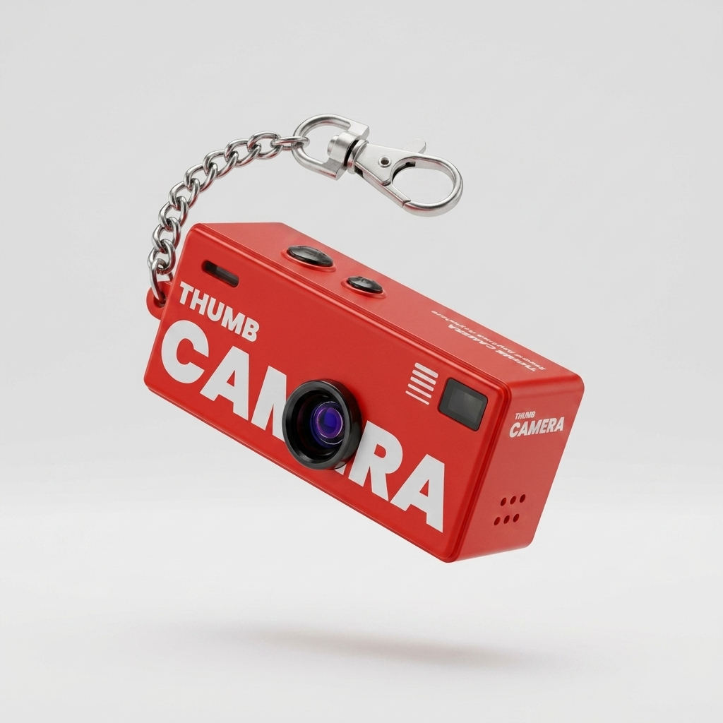 KLIQA Retro Mini Camera i körsbärsrött med metallnyckelring